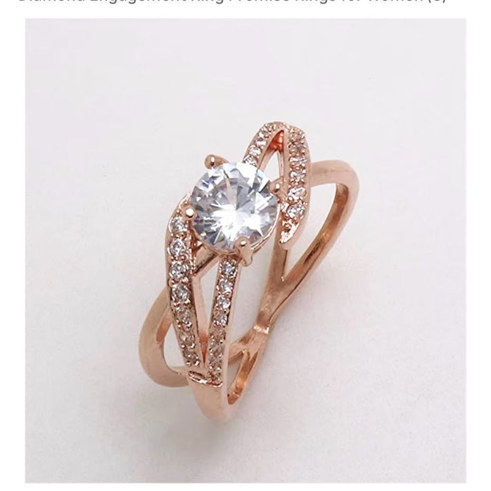 Ring 18K Rose Gold Diamond 5 7 - Picture 15 of 15